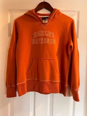 Harley-Davidson Cropped Hoodie Orange | Mason City Iowa | Size M